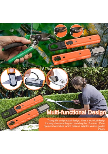 Teltree Elmas Taşlı Çok Amaçlı Bıçak Takırıcı - Bahçe Makasları, Budama Bıçakları, Axtlar İçin Taşlama Aleti - 3. Nesil Turuncu 1 Adet