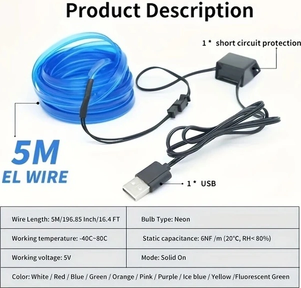 Trendooze Turcoshop11 5m Turuncu El Soğuk Işık Şerit, Araç İçi Dekorasyon