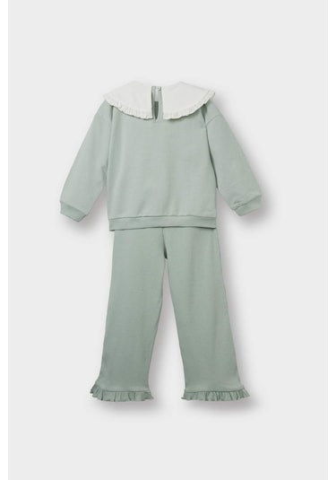 Defacto Kız Bebek 2li Takım Büyük Yaka Sweatshirt Eşofman Altı F6299a525wngn1123 Yeşil