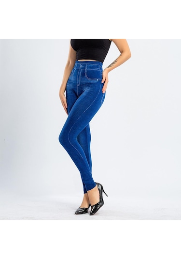 Siyah Kadınlar Yüksek Elastik Bel Streç Tayt Bayanlar Dikişsiz Sahte Denim Kot Leggins Mujer Pantalon Siyah Siyah Kadınlar Yüksek Elastik Bel Streç Tayt Bayanlar Dikişsiz Sahte Denim Kot Leggins Mujer Pantalon Siyah