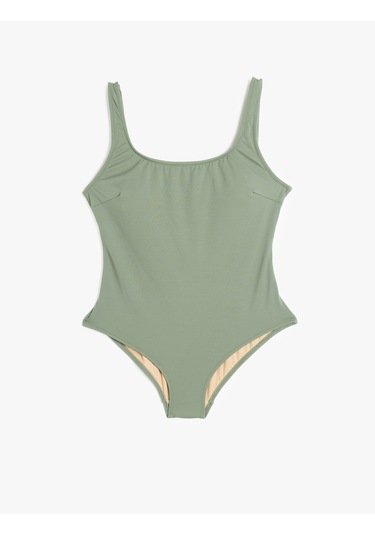 Koton Astarlı Pedli Kalın Askılı U Yaka Fit Mayo Haki 5sak20062mm Haki