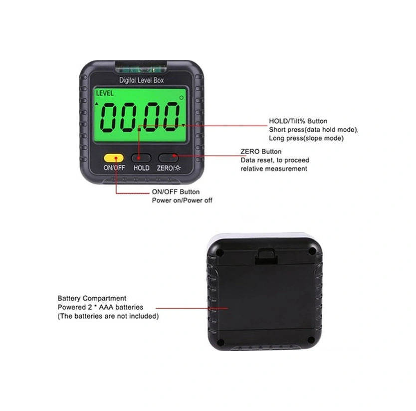 Tongxida 4x90 Hassasiyetli Dijital Açı Ölçer, Abs Malzeme, Seviye Balonu, Taşınabilir Seviye Çubugu, Pil Dahil Değil