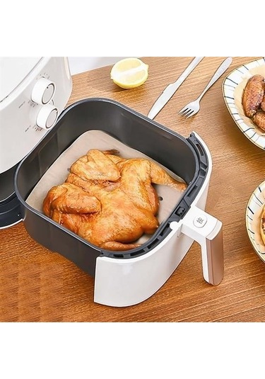 Ollevra 50 Adet Air Fryer Pişirme Kağıdı Tek Kullanımlık Hava Fritöz Yapışmaz Yağlı Kağıt Delikli Model