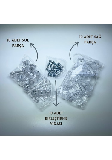 Metali Açılı Çektirme Şeffaf (1 paket 10 adet)
