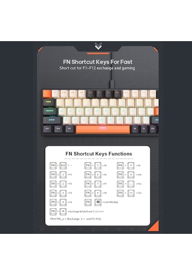 Xindoker 68 Tuşlu Mekanik Klavye - Rgb Aydınlatma, 10 Işık Modu, Çıkarılabilir Kablo, Çoklu Sistem Desteği, Dayanıklı Tuşlar Xindoker 68 Tuşlu Mekanik Klavye - Rgb Aydınlatma, 10 Işık Modu, Çıkarılabilir Kablo, Çoklu Sistem Desteği, Dayanıklı Tuşlar