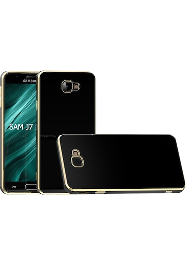 Samsung Galaxy Uyumlu J7 Prime Kılıf Zore Kenarı Gold Renk Silikon Bark Kapak