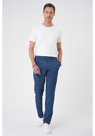 Efor Comfort Fit Kırçıllı Beli Lastikli Gece Mavisi Jogger Pantolon P 1176 Mavi