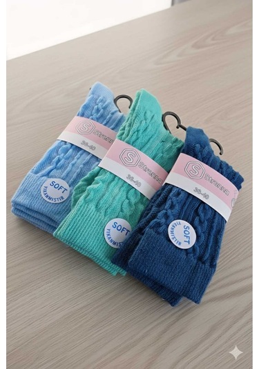 Kadın Lambswool Yün Çorap 3'lü Asorti Setler 36-40 Set 3