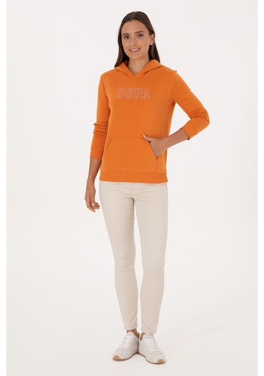 U.S. Polo Assn. Kadın Bakır Şardonlu Kapüşonlu Basic Sweatshirt 50313566-VR182