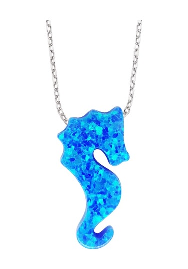 Gümüş Opal Taş Deniz Atı Kolye G800Kl Altınsepeti