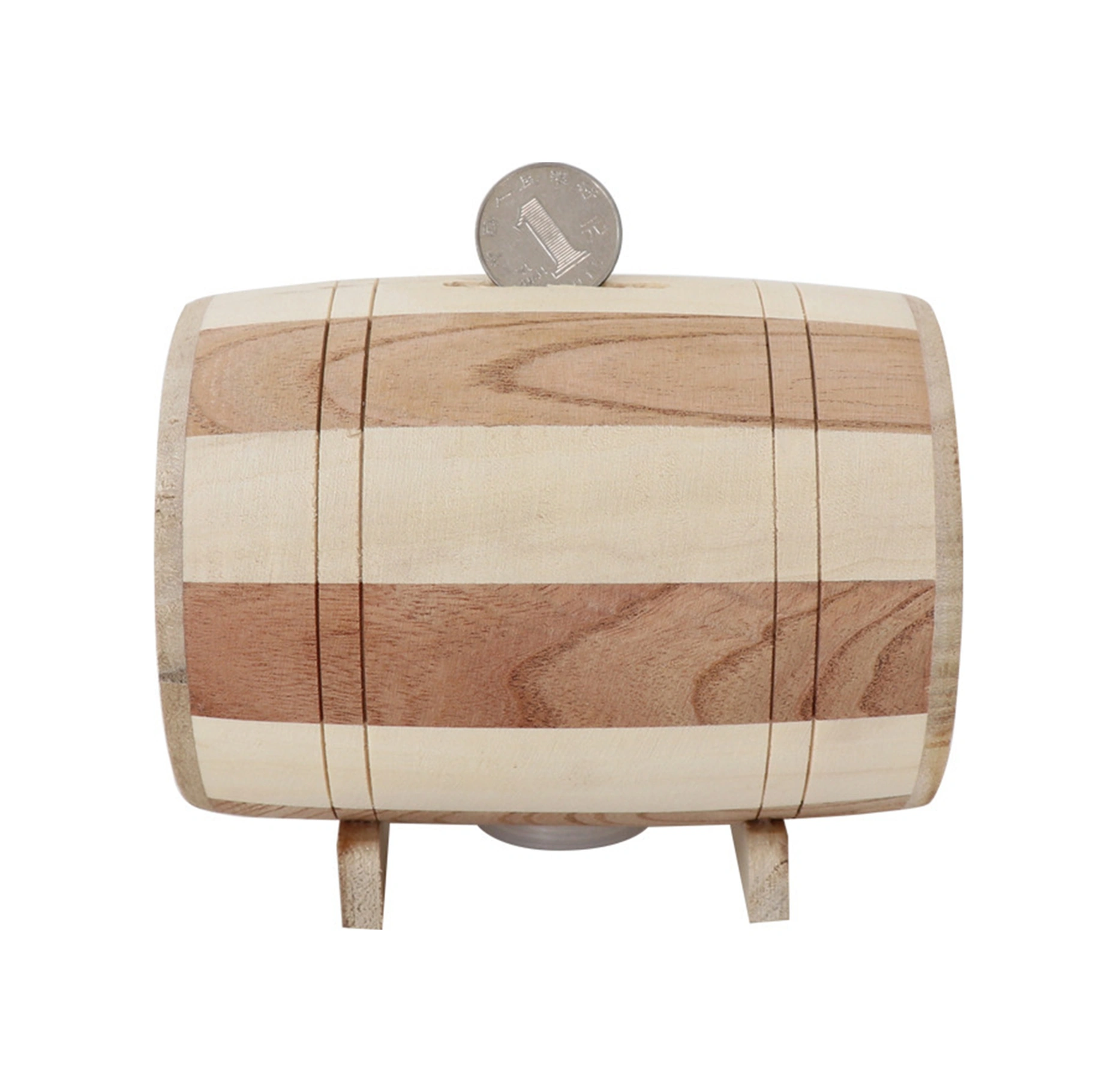 Folinda Büyük Boy Ahşap Dairesel Para Kazanması - Ev Dekorasyonu Hediyelik Öğe - Çok Amaçlı Depolama Kutusu - Ahşap Desenli Montajlı Tasarım