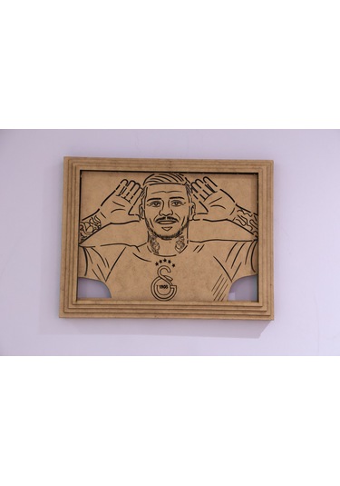 Led Işıklı Lazer Tasarımı Ünlü Futbolcu Figürlü Tablo Galatasaray Temalı Özel Tasarım Çerçeveli