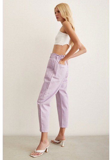 Never More Beli Lastikli Düğme Kapalı Boyfriend Jean Mor