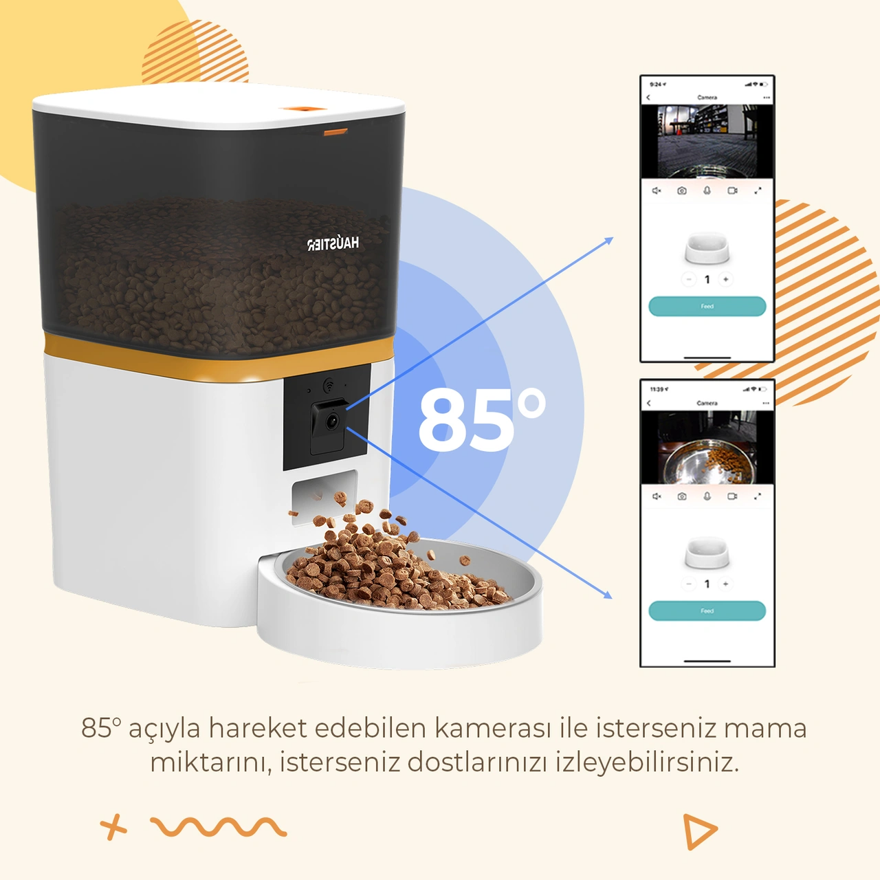 Haustier Qq009 1080p Fhd Kameralı, Akıllı Kedi Mama Kabı