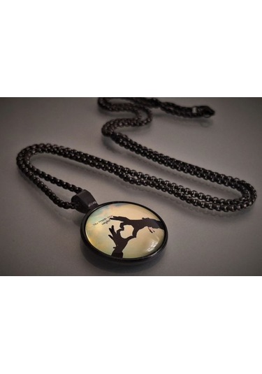 Sevgiliye Hediye Paslanmaz Metal Cam Sevgi Ve Aşk Kalp Kolye Siyah