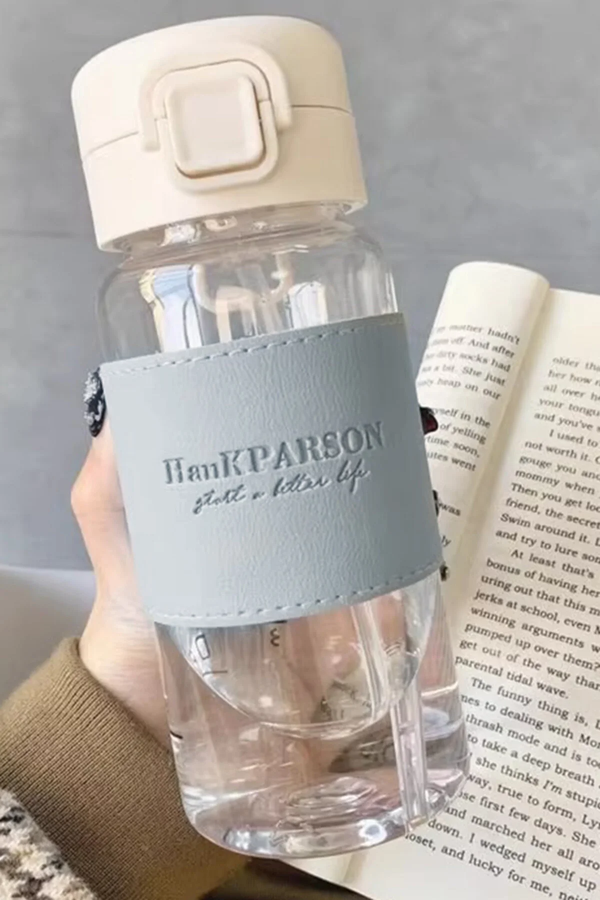 500 Ml Pipetli Plastik Su Şişesi Deri Kaplamalı Taşınabilir Sızdırmaz Öğrenciler Uygun Mavi