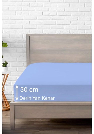Ranforce Mavi Pamuklu Tek / Çift Kişilik Battal Tam Kenar Lastikli Çarşaf 14 Renk Fıtted Mavi