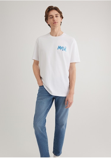 Mavi - Mavi Baskılı Beyaz Tişört 0612468-620 Beyaz