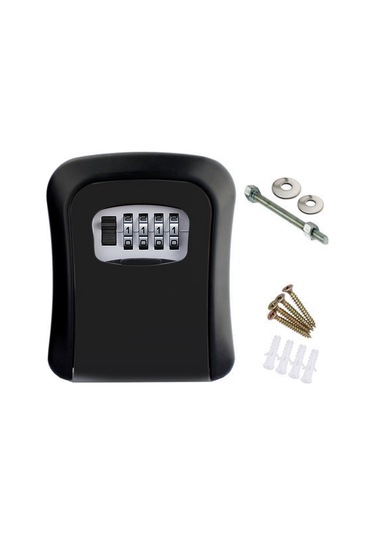 Kangvka Alüminyum 4 Basamaklı Kombinasyonlu Anahtar Saklama Kutusu, Toz Kapaklı, Gözlük/duvar Montajlı, Güvenli Depolama, Siyah, Ks008 Diğer