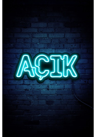 Açık Yazısı Neon Led Dükkan - İşyeri - Kapı Yazısı Mavi Mavi