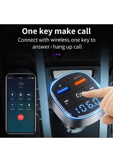 Artfulabode Verici Sones Siyah Şarj Qc3.0 Mp3 Hızlı Fm Çalar Bluetooth Araba Araba Dl