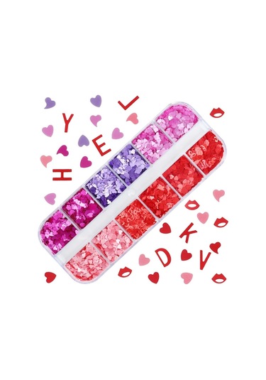 Parlak Tırnak Süsleme Folyo Pulları Kalpler Ve Harfler Nail Art