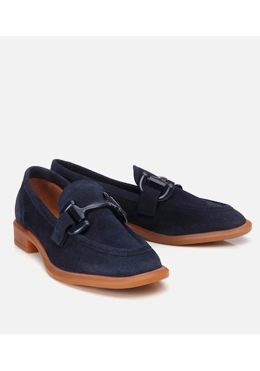 Hotiç Kadın Süet Deri Lacivert Esnek Tabanlı Günlük Loafer 01ayh306180a680 Lacivert