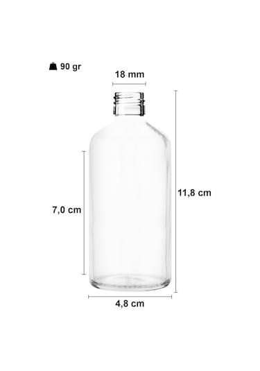 Çelik Roll On Şişesi 100 ML Sızdırmaz Siyah Kapaklı Şeffaf Cam Şişe 100 Adet