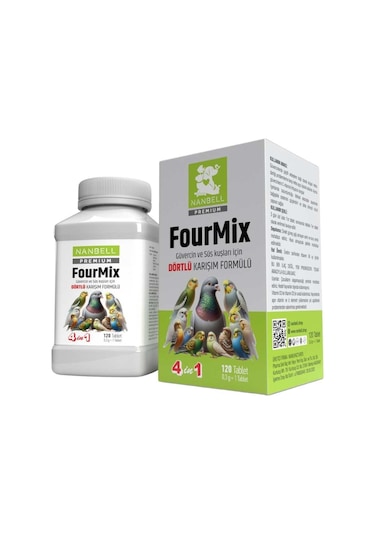 Nanbell Fourmix Premium Güvercin Ve Süs Kuşları İçin 4 Lü Karışım, 120 Tablet