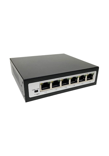 4 Port Ethernet PoE Switch, 6 Port (4+2) - 4 PoE Ports + 2 Uplink