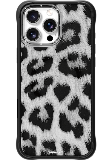 İphone 15 Pro Max Uyumlu Kılıf M-safe Şarj Özellikli Youngkit Leopard Serisi Kapak Siyah