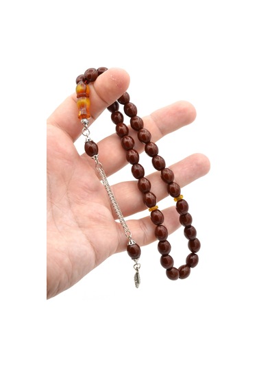 Murty99 Tilki Kuyruğu Kamçılı Beyzi Kesim İmamesi Tıraşlı Kahverengi Sıkma Kehribar Tesbih