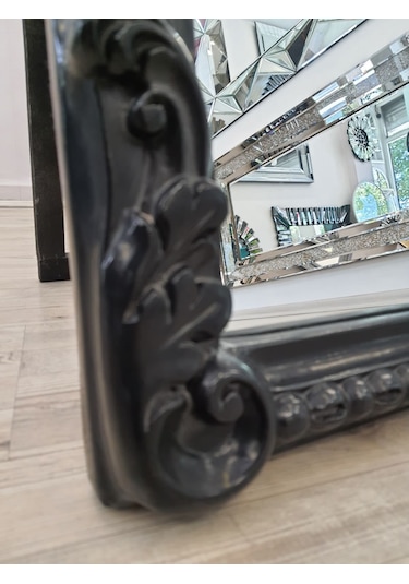 Ayna Denizi Princess Black Model Siyah Renk Dekoratif Ayaklı Boy Aynası Siyah