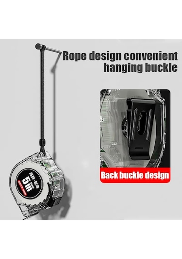 Beyaz 5 M 25mm-floresan Mezura 3 5 7.5 10 M Kalınlaşmış Şeffaf Ahşap Cetvel Yüksek Karbon Çelik Metre Ölçer Mesafe Ölçüm Bandı