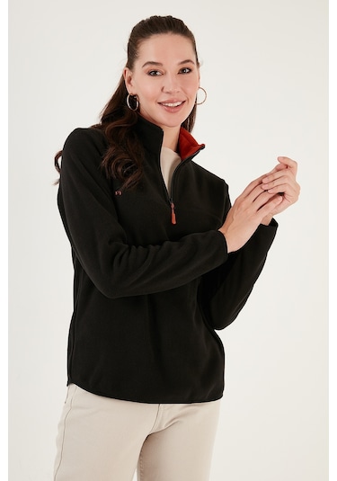 Lela Slim Fit Yumuşak Dokulu Anti-Pilling Tüylenme Yapmayan Yarım Fermuarlı Bayan Polar 5907000 Siyah Lela Slim Fit Yumuşak Dokulu Anti-Pilling Tüylenme Yapmayan Yarım Fermuarlı Bayan Polar 5907000 Siyah