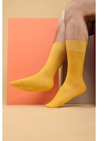 Mısırlı Erkek Organik Pamuklu Tekli Sarı Soket Çorap Sarı