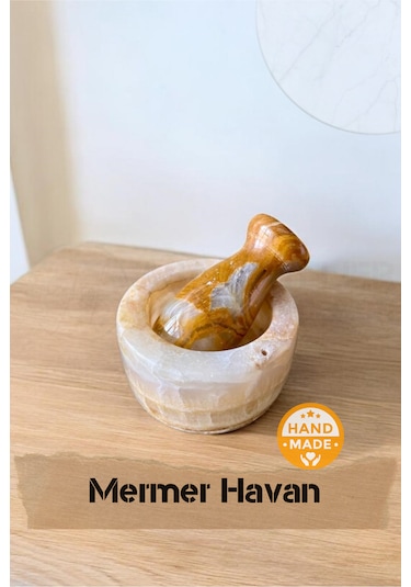 El Yapımı Mermer Havan Seti 6 X 4 Cm