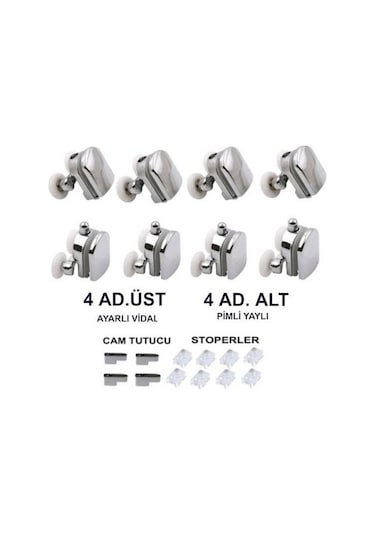 Duşakabin Tekerleği 8 Li Set Krom Cam Kabin İçin.. (478182890) Diğer