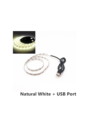 Wıxolighting 5 Metre Usb Led Şerit Işık 5v 3528 Smd, Tavan Ve Dolap Aydınlatma, Su Geçirmez Whıte 0-5w 2mdoğal Beyaz Doğal Beyaz