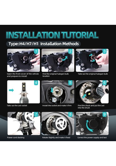 Ximistore9 Yüksek Parlaklıklı Q3 Led Far - Hb4/9006 Uyumlu, 6000k Beyaz Işık, 50.000 Saat Ömür