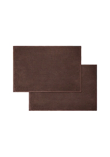 Ximistore9 Banyo İçin 2'li Dikişli Paspas Seti - 40x60cm, Ultra Su Emici, Yumuşak Ve Kalın, Kayma Engellli, Kolay Temizlenir Kahverengi Halı Kahverengi