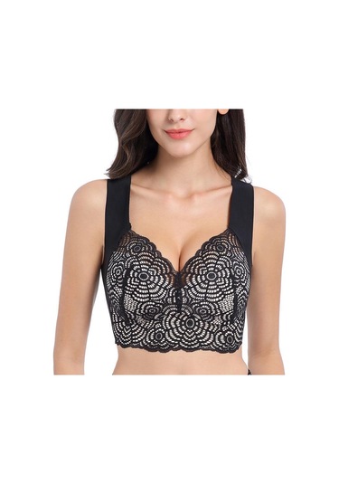 Siyah Kadınlar İçin Telsiz Dantel Sütyen Artı Boyutu Sütyen Lingerie İnce Fincan Sütyen Günlük Giyim Siyah
