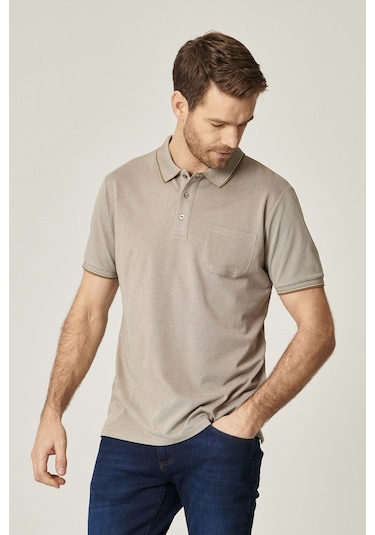 AC&Co / Altınyıldız Classics Erkek Neftı-beyaz Polo Yaka Cepli Regular Fit Geniş Kesim Düz Tişört Neftı-beyaz Beyaz - Nefti