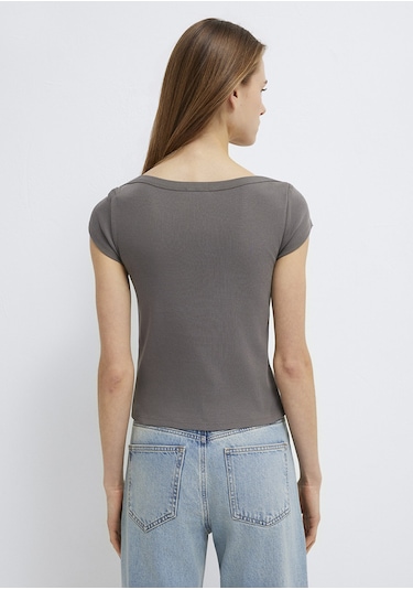 Mavi - Gri Basic Tişört 1613807-70095 Gri
