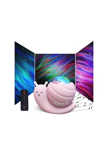 Qingmipy Müzikli Gece Lambası, Yıldız Projeksiyonlu Salyangoz Tasarımı, Aurora Işıkları İle Rahatlatıcı Ortam, Hediye Seçeneği Diğer