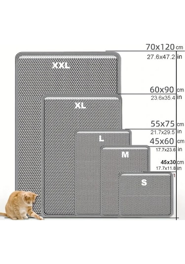 Honeybeeshop Siyah 70x120 Ekstra Büyük Çift Katmanlı Kedi Kumu Matı Eva Malzeme Sıçrama Önleyici Ve Sızdırmaz Tasarım