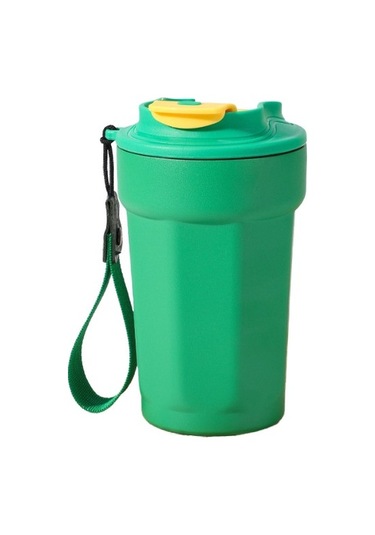 Sekizgen Kahve Termos Kupa Paslanmaz Çelik Araba Yalıtımlı Su Bardağı Açık Halat Fincan 853mzt Yeşil