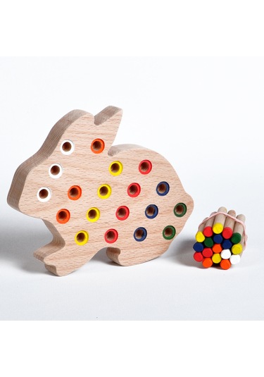 Ahşap Eğitici Doğal Renkli Tavşan Tak Çıkar Montessori Oyuncak