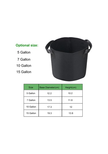Neevoyu 7 Galon 5'li Paket Siyah Dikişli Bitki Yetiştirme Çantası - Isı Regülasyonu, İç/ön Dış Kullanım, Taşınabilir Telve