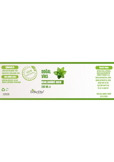 Doğal Viks Ferahlatıcı Nane Özlü Buharlaşan Krem 210 Gr